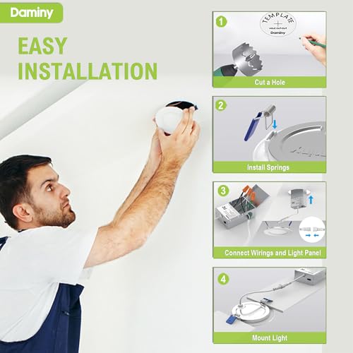 DAMINY 24 Pack 6 Inch LED Recessed Lighting with Junction Box,5CCT,Ultra-Thin Recessed Light,10W 1100LM, Dimmable Canless ...