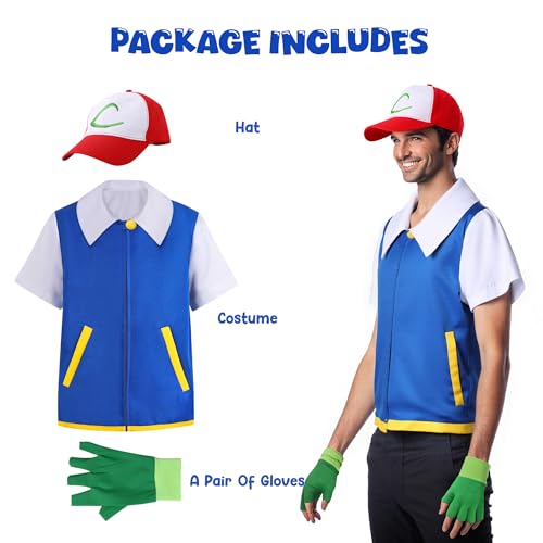 Asuaxy Anime Costumes for Kids Unisex Halloween Cosplay Costume Adult Hoodie Jacket Gloves Hat Sets for Trainers