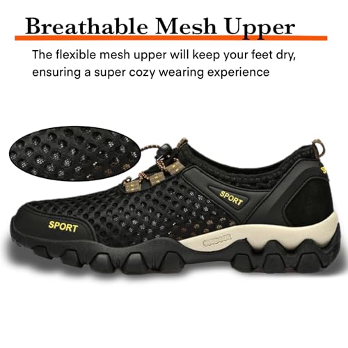 Water Shoes for Men Quick Drying Sneakers Breathable Non-Slip Outdoor Hike Barefoot Shoes for Sport Beach Pool Aqua Swim S...