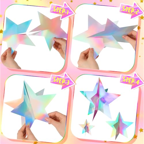 Sinload 45 Pcs 3D Star Centerpiece Movie Night Decoration for Table in 3 Sizes Hanging Supplie for Red Carpet Film Show Th...