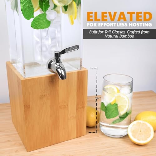 ACRYLIC Drink Dispenser- 1.25 GALLON Beverage Dispenser with Stand and Ice Core – Cold Drink Server for Parties and Events