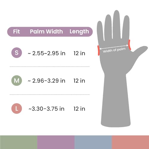 Rubber Cleaning Gloves for Dishwashing, 4 Pairs Reusable Kitchen Gloves for Washing Dishes and Household Cleaning, Colorfu...
