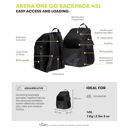 ARENA One Go Backpack Swimmers Athletes Sports Gym Rucksack Multisport Daypack