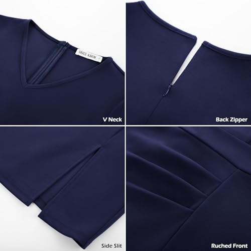 GRACE KARIN 2025 Women's Wear to Work Bodycon Dress, 3/4 Sleeve V Neck Business Casual Office Elegant Pencil Dresses