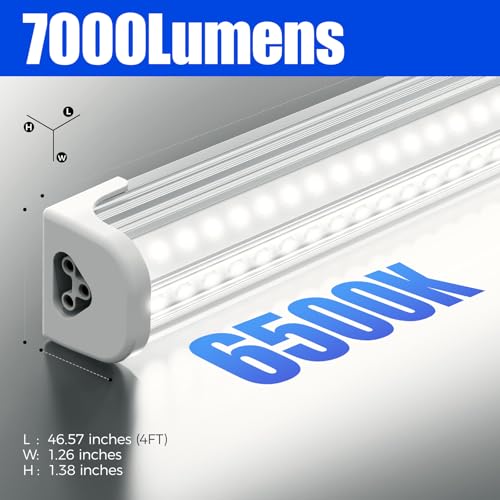 Barrina T8 LED Shop Lights for Workshop 4FT, 50W, 6500K, ‎Super Bright White, Clear Cover, Ceiling, V-Shape Shop Light Fix...