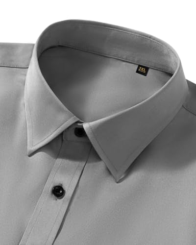 Lusead Men's Dress Shirts Long Sleeve Stretch Wrinkle Free Wedding Formal Business Button Down Shirt