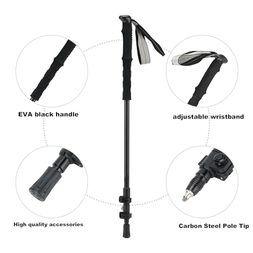 2-Pieces 3K 100% Carbon Fiber Trekking Poles Ultra Strong Lightweight Collapsible Hiking Poles with EVA Foam Grips & Quick...