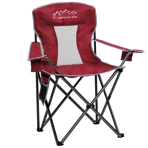 SAILARY Outdoor Folding Camping Chair with Cup Holder, Storage Bag, Large Anti-Sink Feet, 325lbs Capacity, Breathable Mesh...