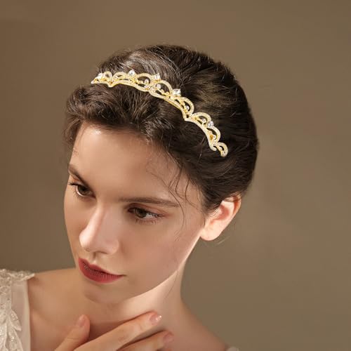 Vovii Gold Tiaras and Crowns for Women, Rhinestone Princess Crowns for Women Girls, Small Gold Tiara Crown Headband for Wo...