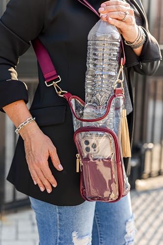 WanderFull® Clear Stadium HydroBag® Hands-Free Crossbody 32 Oz Water Bottle Carrier w/Phone Pocket & Adjustable Strap