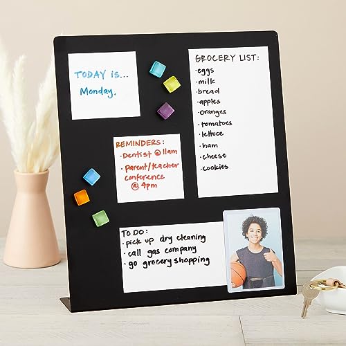 Juvale Magnet Board - Black, 12.6 x 11 x 2.6 in - Standing Magnetic Board for Desk & Wall - Magnetic Display for Memos, Ph...