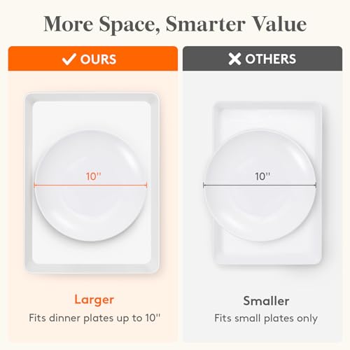 Lifewit 6 Pcs Plastic Serving Platter for Party, 16" x 12" White Trays for Serving Food, Reusable Extra Large Platters for...