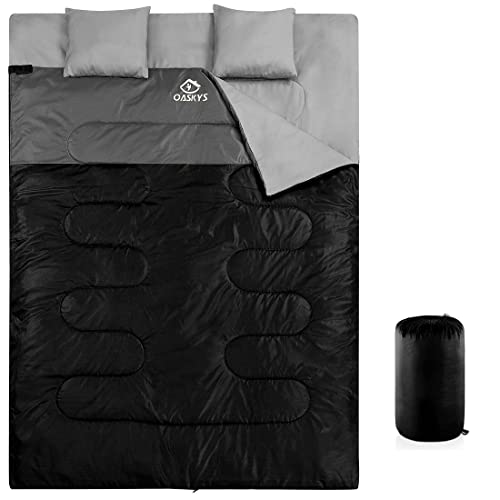 oaskys Double Sleeping Bag for Adults with 2 Pillows - Queen Size XL Waterproof Sleeping Bag for All Season Camping Hiking...
