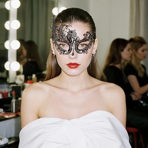 EMORBALS Masquerade Mask for Women, Masquerade Mask for Venetian Ball, Wedding, Mardi Gras&Costume Party, Stretch Cord Design