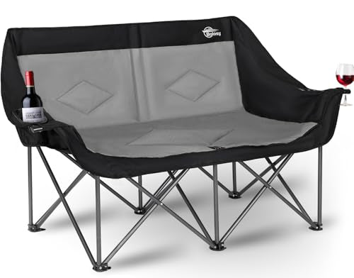 Bolosy 2 Person Camping Chair Camping Loveseat Oversized Double Folding Camping Chair Heavy Duty Two Person Camp Chair Lov...