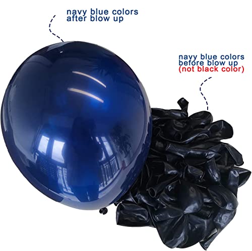 Navy Blue and Gold Confetti Balloons, 50 pcs 12 inch Pearl White and Gold Metallic Chrome Birthday Balloons for Celebratio...