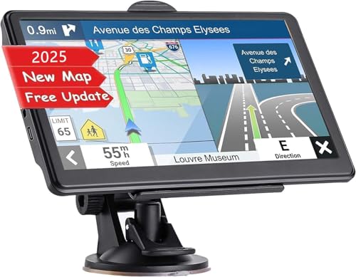 GPS Navigation for Car,Latest 2025 Map, 7 inch Touch Screen Real Voice Spoken Turn-by-Turn Direction Reminding Navigation ...