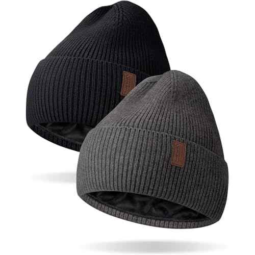Winter Beanie for Men Women Fleece Lined Beanies Hats Soft Warm Winter Hat Thick Knit Hat for Daily Skiing Outdoor Activities