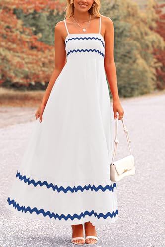 PRETTYGARDEN Women's 2026 Summer Flowy Maxi Dress Casual Sleeveless Spaghetti Strap Ruffle Beach Long Dresses