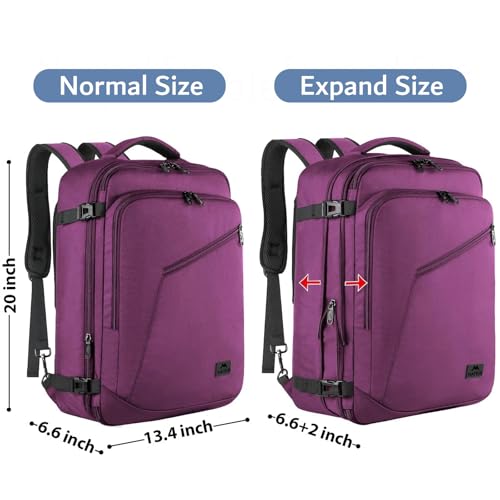 MATEIN Large Purple Travel Backpack, Water Resistant Airplane Backpack for Women, Expandable Casual Daypack for Work, Inte...