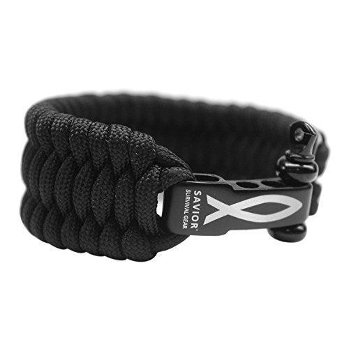 Savior Survival Gear Paracord Bracelet with Stainless Steel Adjustable Shackle