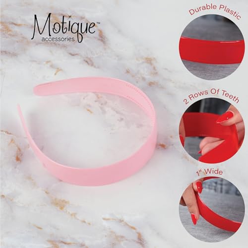 Motique Accessories Black 1 Inch Plastic Hard Headband with Teeth Head band Women Girls