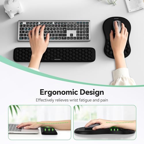 TECKNET Ergonomic Mouse Pad with Wrist Rest,Keyboard Pad and Mousepad with Wrist Support,Massage Design Effectively Reliev...