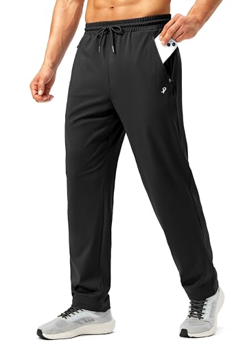 Pudolla Men's Athletic Pants with Zipper Pockets Stretch Workout Sweatpants Lightweight Running Joggers for Men