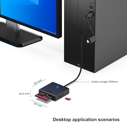 Memory Card Reader, BENFEI 4in1 USB 3.0 and USB-C to SD Micro SD MS CF Card Reader Adapter, 4 Cards Simultaneously Read an...