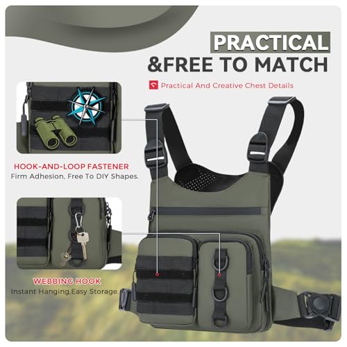 Criuage Outdoor Chest Bag for Men, Lightweight Running Vest with Water Bottle Pocket, EDC Chest Pack for Hiking, Cycling
