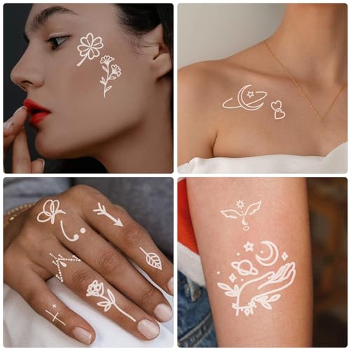 60 Sheets Glow in the Dark Temporary Tattoos, Minimalism Luminous Fake Tattoos Stickers for Adults Men Women Halloween Rav...