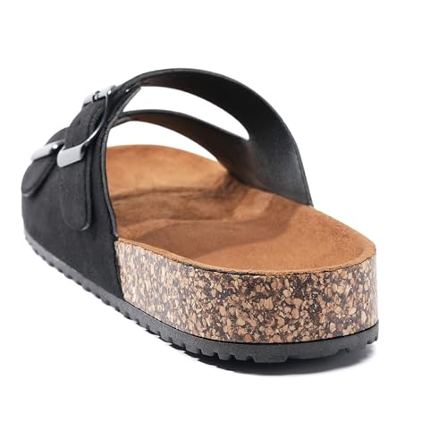 GETOEU Women Cork Sandals Adjustable Buckle Strap Cork Footbed Sandal Arch Support Casual Slip‑On Outdoor Slide Sandals