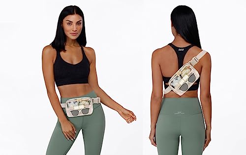 Stadium Approved Belt Bag Fanny Pack - Clear Crossbody Waist Bag for Women Men, Adjustable Strap, Beige