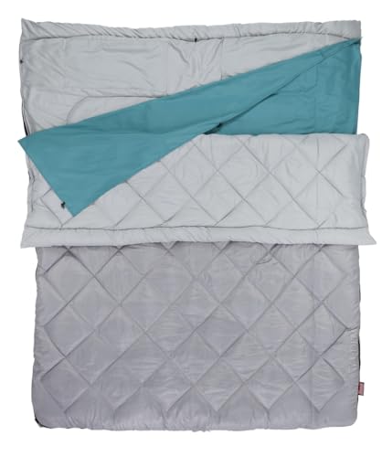 Coleman 45°F Double Sleeping Bag, Queen Size XL Tandem Sleep Sack with Big & Tall Design, Zips Apart into 2 Sleeping Bags,...