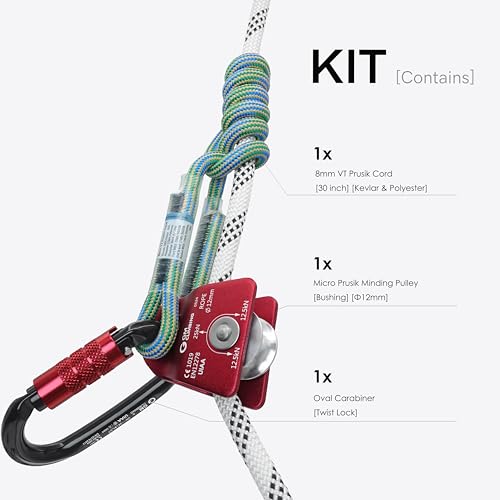 GM CLIMBING Micro Prusik Minding Pulley 25kN CE UIAA Certified 12mm Single Pulley Mobile Side Plates for Arborist Rigging ...