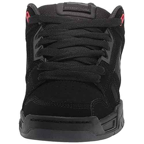 DC Men's Stag Low Top Skate Shoe, Black/Grey/RED, 7