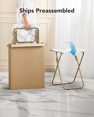 HUANUO Folding TV Tray Table -Stable Tray Table with No Assembly Required, TV Dinner Tray for Eating, Foldable Snack Table...