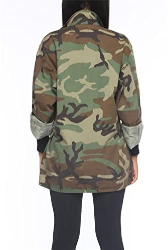 Sexy Camouflage Jacket for Women Army Fatigue Long Cargo Jackets Trench Coat Plus Size