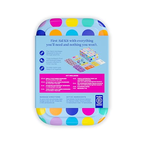 Welly First Aid Kit - Adhesive Bandages in Flexible Fabric and Waterproof, Singe Use Ointments (Triple Antibiotic, Cleansi...