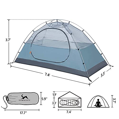 MC TOMOUNT Backpacking Tent 1-2 Person Waterproof Lightweight Double Layer Free-Standing Aluminum Pole for Outdoor Camping...