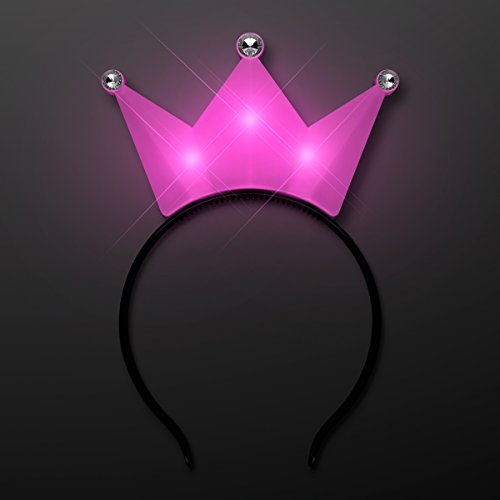 FlashingBlinkyLights LED Light Up Pink Princess Tiara Headbands (Party Set of 12)