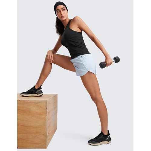 CRZ YOGA Seamless Crewneck Tank Tops for Women - Workout Athletic Running Gym Sleeveless Shirts Racerback Breathable Tee