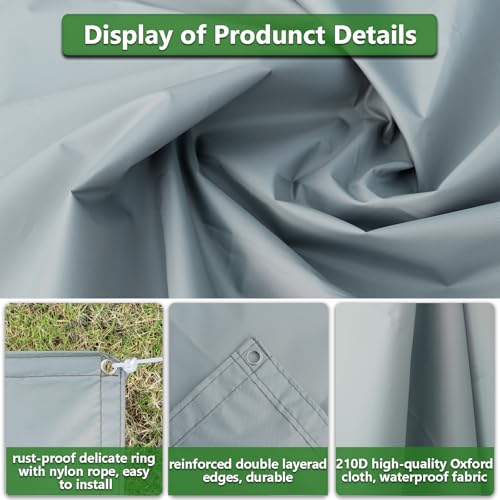 HUXNTN Waterproof Shade Cloth with Grommets 6'6"x9'9" Sunshade Camping Tent Tarp Cover Shade Sails Multifunctional Awning ...