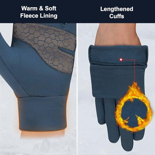 Touchscreen Running Gloves - Lightweight Thermal Anti-Slip Gloves with Portable Buckle for Outdoor Sports and Winter Activ...