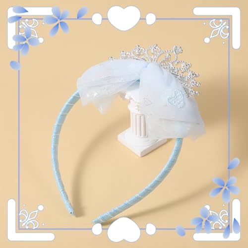 Ymapinc Toddler Princess Crowns, Tiara Crown Headband Birthday with Cute Tulle Bow Fairy Crown Women Hair Accessory