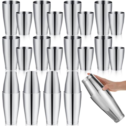 Zhehao 24 Pcs Silver Cocktail Shaker Professional Bar Boston Shaker Set Stainless Steel Martini Shake Drink Mixer Basic To...