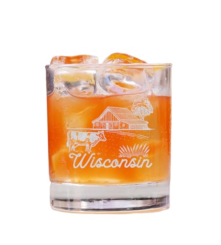 ShelbyShops Wisconsin State Engraved Whiskey Glass - Moving To Wisconsin Gift - Wi State Whiskey Glass - Christmas - Birth...