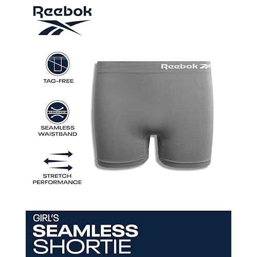 Reebok Girls Bike Shorts - 2 Pack Stretch Performance Dance Cartwheel Shorts for Girls - Seamless Underwear Shorties (6-16)