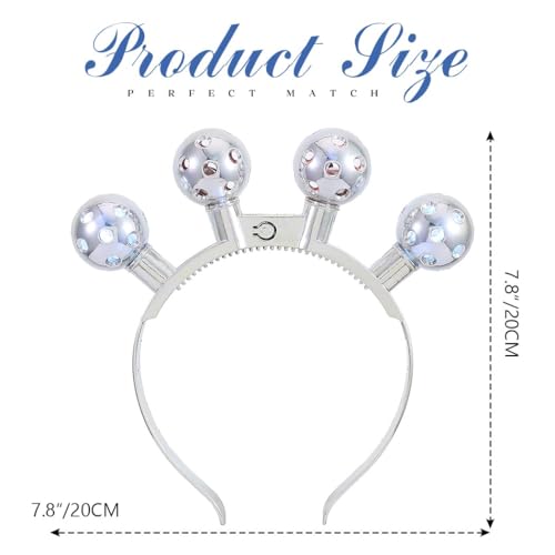 DRESBE Light Up Disco Ball Headband Silver LED Headbands Glow Party Hair Accessories for Women