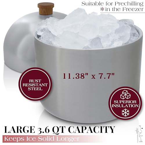 Gusto Nostro Cocktail Set Bartender Kit with Stainless Steel Ice Bucket - Complete Mixology Bar Tool Set with Wooden Organ...